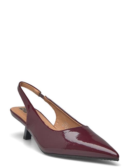 Biakristin Kitten Heel Slingback Patent Bianco Burgundy