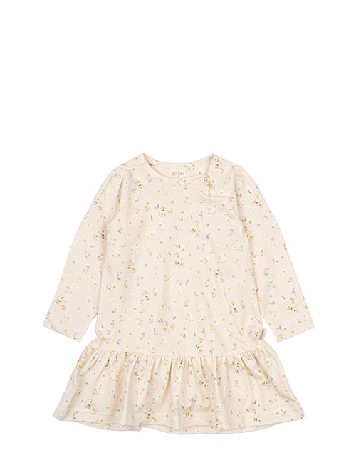 Dress L/S Gather Printed Petit Piao Cream