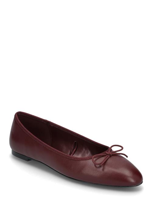 Leather Ballet Flats Mango Burgundy