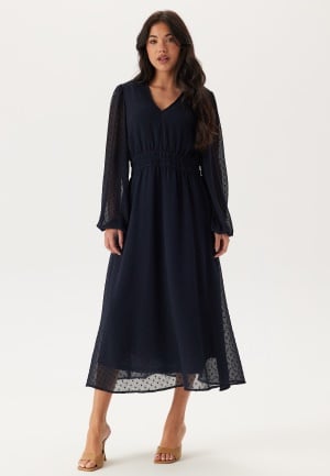 Happy Holly Dobby Dot Smock Midi Dress Dark blue 52/54