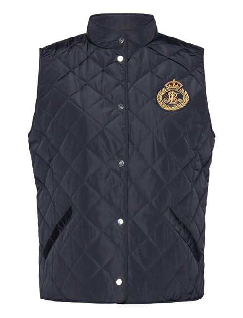 Crest-Patch Quilted Mockneck Vest Lauren Ralph Lauren Navy