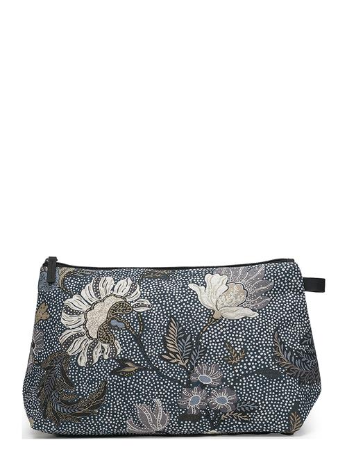 Cosmetic L Denim Blue Flower Linen Ceannis Patterned