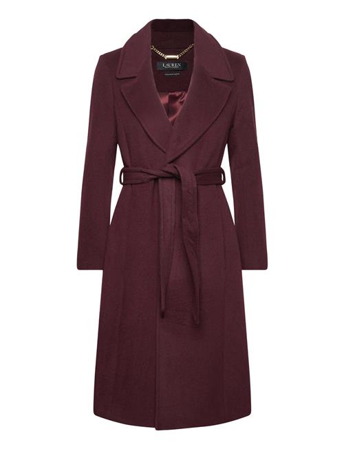 Belted Wool-Blend Wrap Coat Lauren Ralph Lauren Burgundy