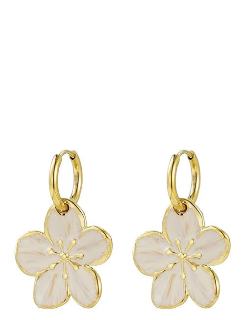 Calista Enamel Earring Ivory/Gold Bud To Rose Gold