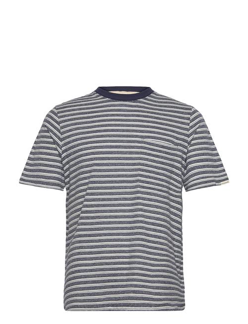 Akkikki Cot/Linen Stripe Tee Anerkjendt Navy