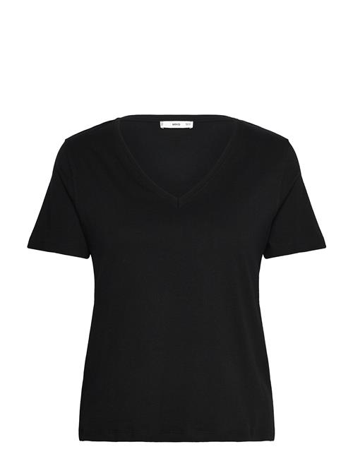 V-Neck Cotton T-Shirt Mango Black