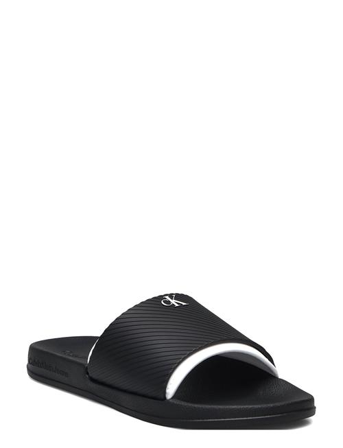 Slide Rubber Neoprene Text Calvin Klein Black