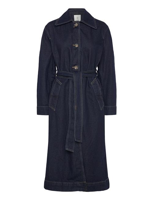 Long Rinse-Wash Denim Trench Coat Mango Blue