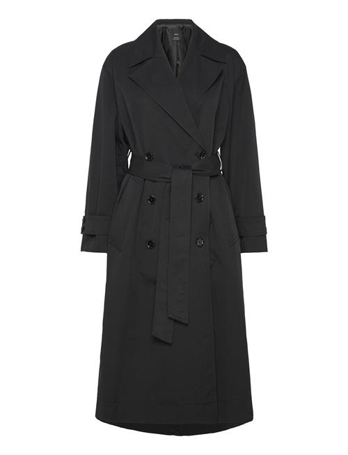 Long Over D Double-Breasted Trench Coat Mango Black