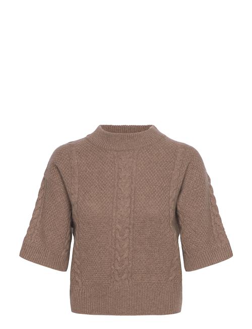 Cable Short Sleeve Sweater Davida Cashmere Brown