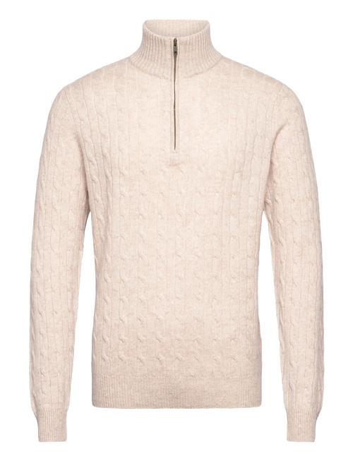 Man Half Zip Cable Sweater Davida Cashmere Beige