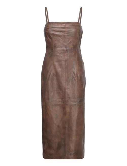 Leather Pencil Dress REMAIN Birger Christensen Brown