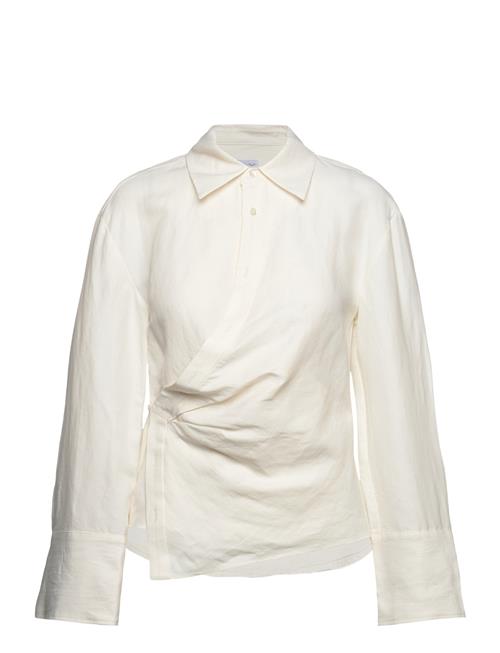 Wrap Linen-Blend Shirt Mango Cream