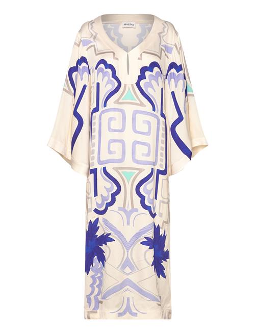 Manon Printed Satin Kaftan Dress Malina Cream