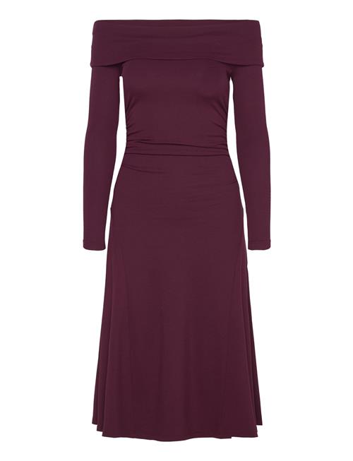 Rib-Knit Off-The-Shoulder Midi Dress Lauren Ralph Lauren Burgundy