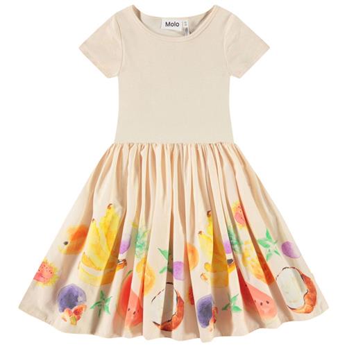 Molo Cissa Short-Sleeved Dress Dancing Fruits 98/104 cm  Beige  98/104 cm  kvinde