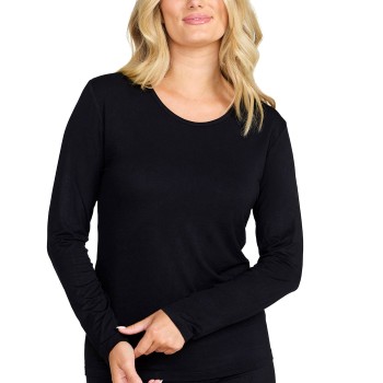 Damella Bamboo Long Sleeve Top Sort Bambus Small Dame