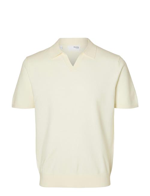 Slhteller Ss Knit Polo Selected Homme Cream