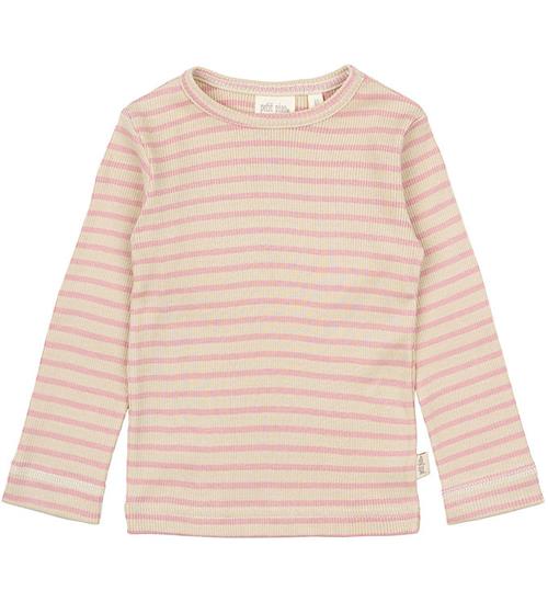 Petit Piao Bluse - Rib - Modal - Bright Rose/Dark Off White