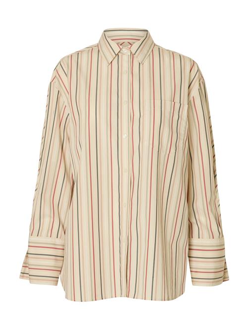 SELECTED FEMME Bluse 'SLFDAN'  chamois / mørkerød / sort / hvid