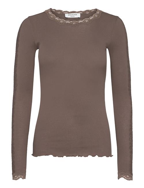 Rwbernadine Organic Ls O-Neck Lace Rosemunde Brown