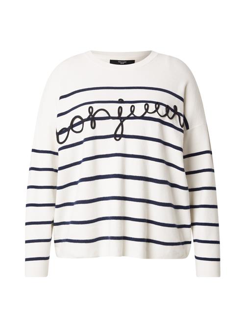 Vero Moda Curve Pullover 'VMCaria Bonjour'  ecru / navy / sort