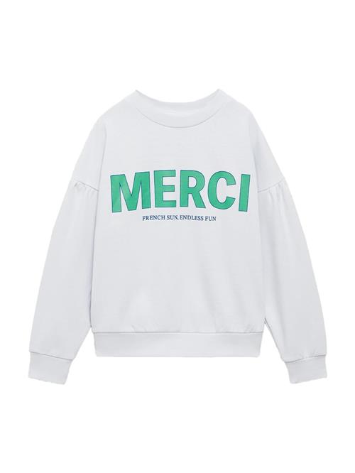 MANGO KIDS Sweatshirt 'MERCI'  lyseblå / grøn