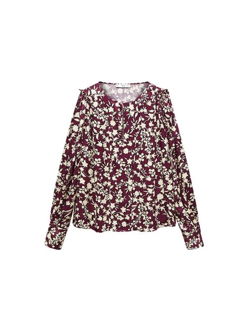 MANGO Bluse 'BERRY'  creme / mørkerød / sort