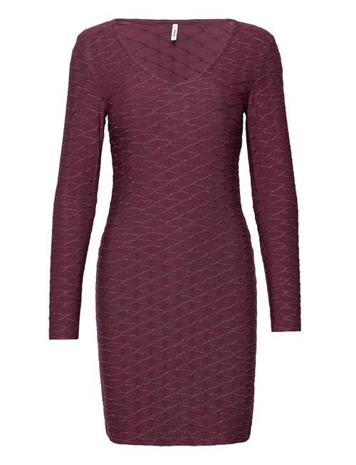 Onlastra L/S V-Neck Glitter Dress Jrs ONLY Burgundy