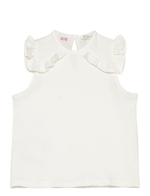 Frills Cotton T-Shirt Mango White