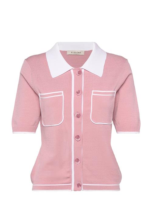 Pd-Vigga Contrast Polo Knit Pieszak Pink