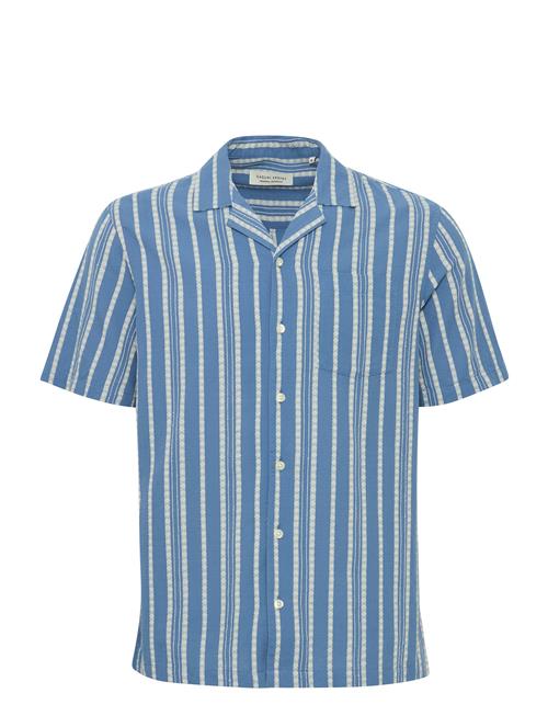 Cfmilton Ss Rc Dobby Striped Shirt Casual Friday Blue