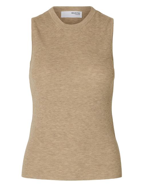 Slfingrid Sl Knit Top Selected Femme Beige