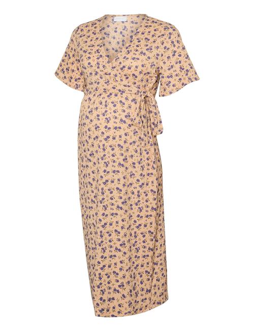 Mlmariano Tess Ss Jrs Midi Dress 2F Mamalicious Beige