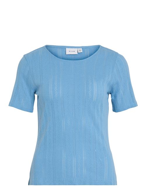 Vikassie S/S Pointelle Top - Noos Vila Blue