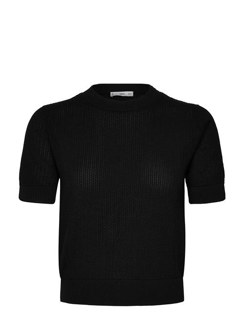 Short-Sleeved Openwork Knitted Sweater Mango Black