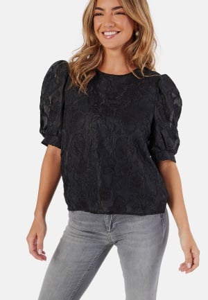 Se Pieces Pcnala 2/4 JAQUARD TOP JAQUARD Black L ved Bubbleroom