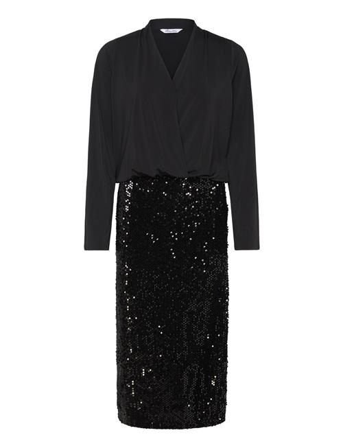 Sequin Trumpet Sleeve Midi Dress Bubbleroom Black