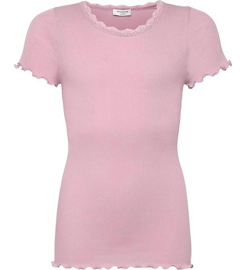 Rosemunde T-shirt - Rib - Balta - Prism Pink m. Blonder