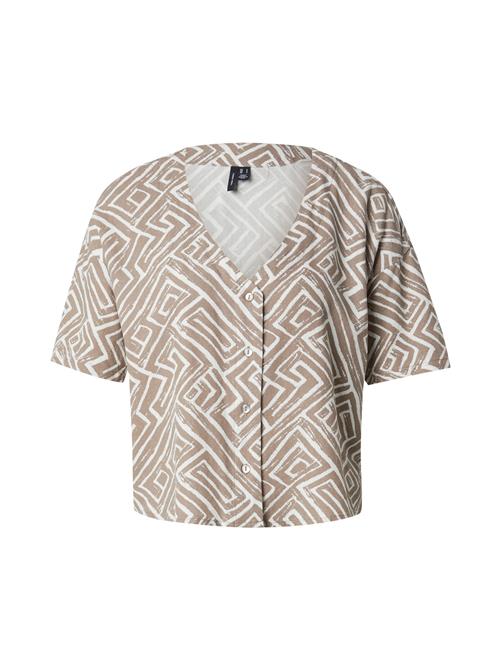 VERO MODA Bluse 'VMJESMILO'  mørkebeige / hvid