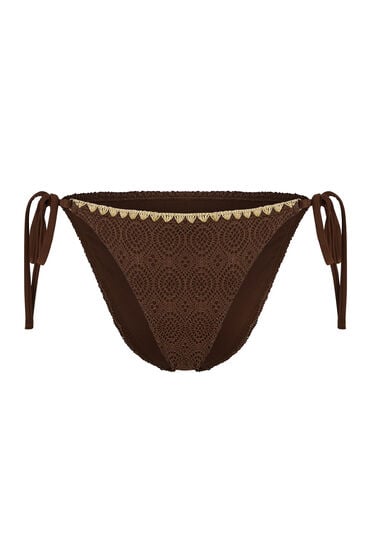 Hunkemöller Cheeky Tanga Bikinitrusse Crochet Brown