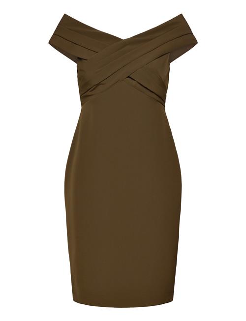 Crepe Off-The-Shoulder Cocktail Dress Lauren Ralph Lauren Khaki