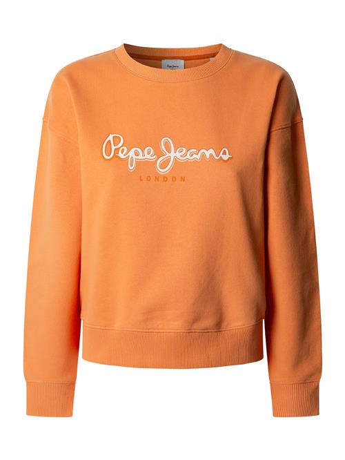 Se Pepe Jeans Sweatshirt 'MADDY'  orange / hvid ved About You