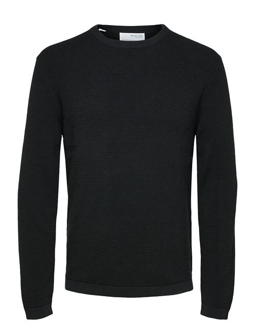 Slhrocks Ls Knit Crew Neck W Selected Black