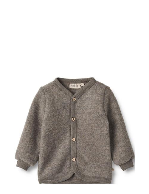 Wool Fleece Cardigan Kari Wheat Brown