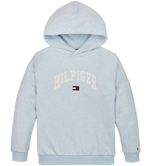 Se Tommy Hilfiger Hættetrøje - Varsity - Breezy Blue Heather ved KidsWorld