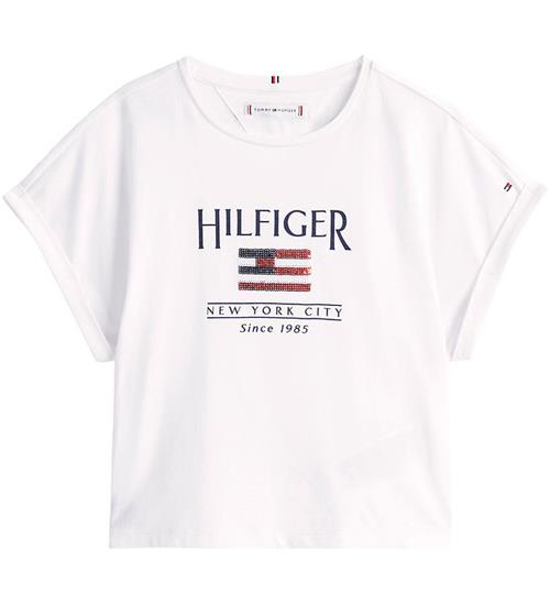 Tommy Hilfiger T-shirt - Sequins Flag - Hvid