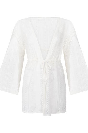 Hunkemöller BEACH CROCHET KAFTAN hvid