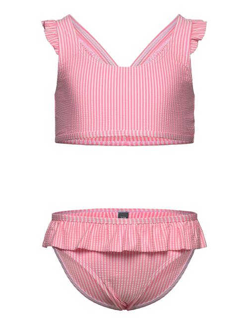 Bikini W. Skirt, Seersucker Color Kids Pink