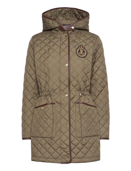 Se Crest-Patch Diamond-Quilted Hooded Coat Lauren Ralph Lauren Khaki ved Booztlet